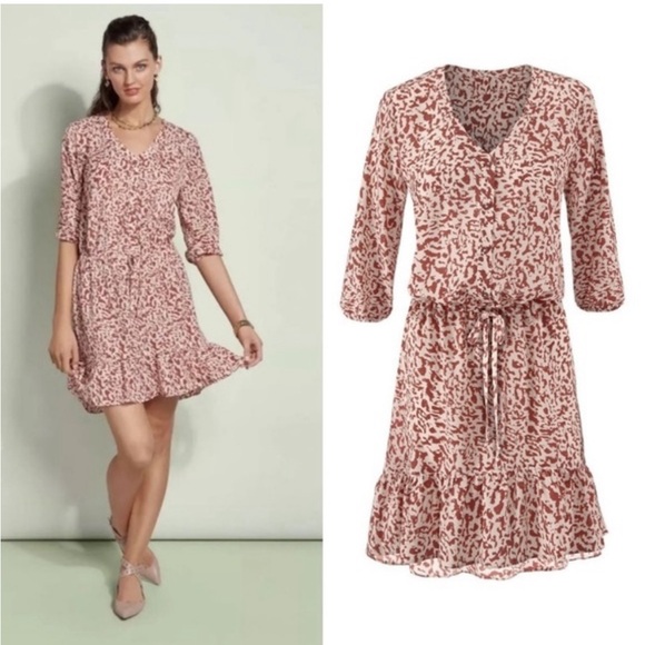 CAbi Sienna animal print ruffle hem dress - Picture 1 of 14